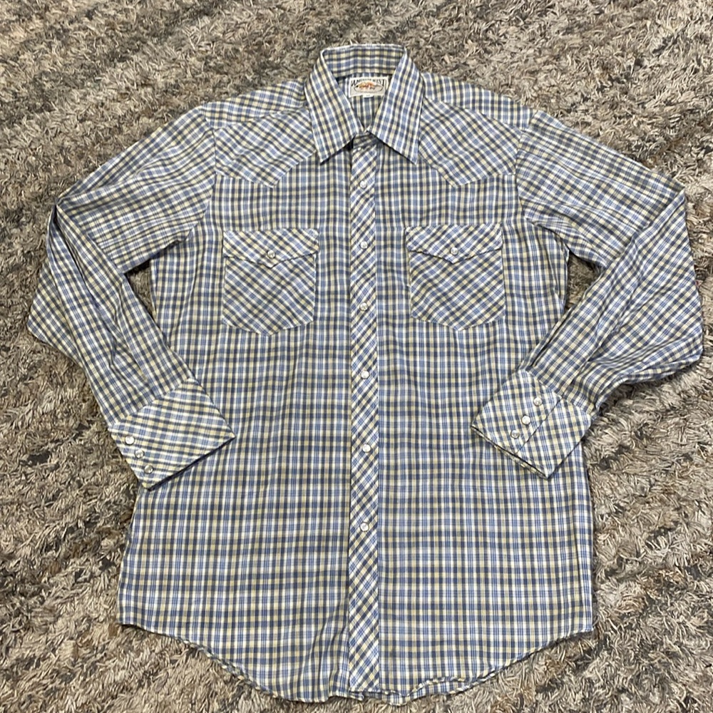 American West men’s western long sleeve snap button closure shirt sz M